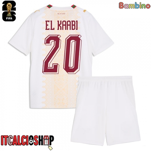 Marocco Ayoub El Kaabi #20 Seconda Maglia Bambino Mondiali 2026 Manica Corta (+ Pantaloni corti)